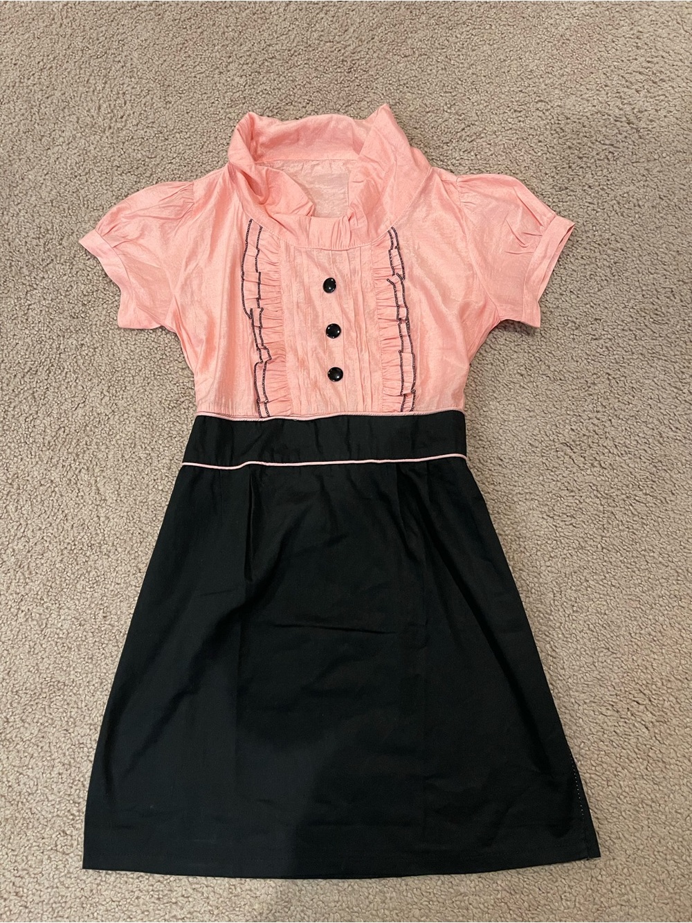 Retro Boho Ruffled Bodice Colorblock Mini Dress Small/P